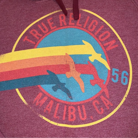 True Religion Logo Hoodie Heather Burgundy - Picture 3 of 13